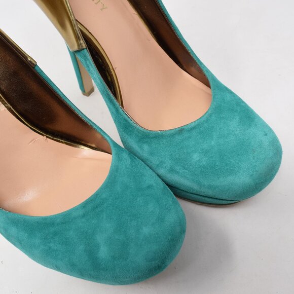 Sole Society So Annalise High Heels 7M Emerald Green Gold Closed Toe Pumps Sexy - Picture 12 of 15